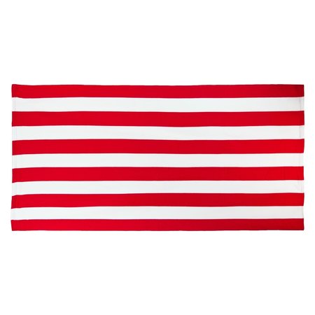 TOWELSOFT Microfiber Cabana Stripe Beach Towel 30 inch x 60 inch Red BEACH-BP1538-red